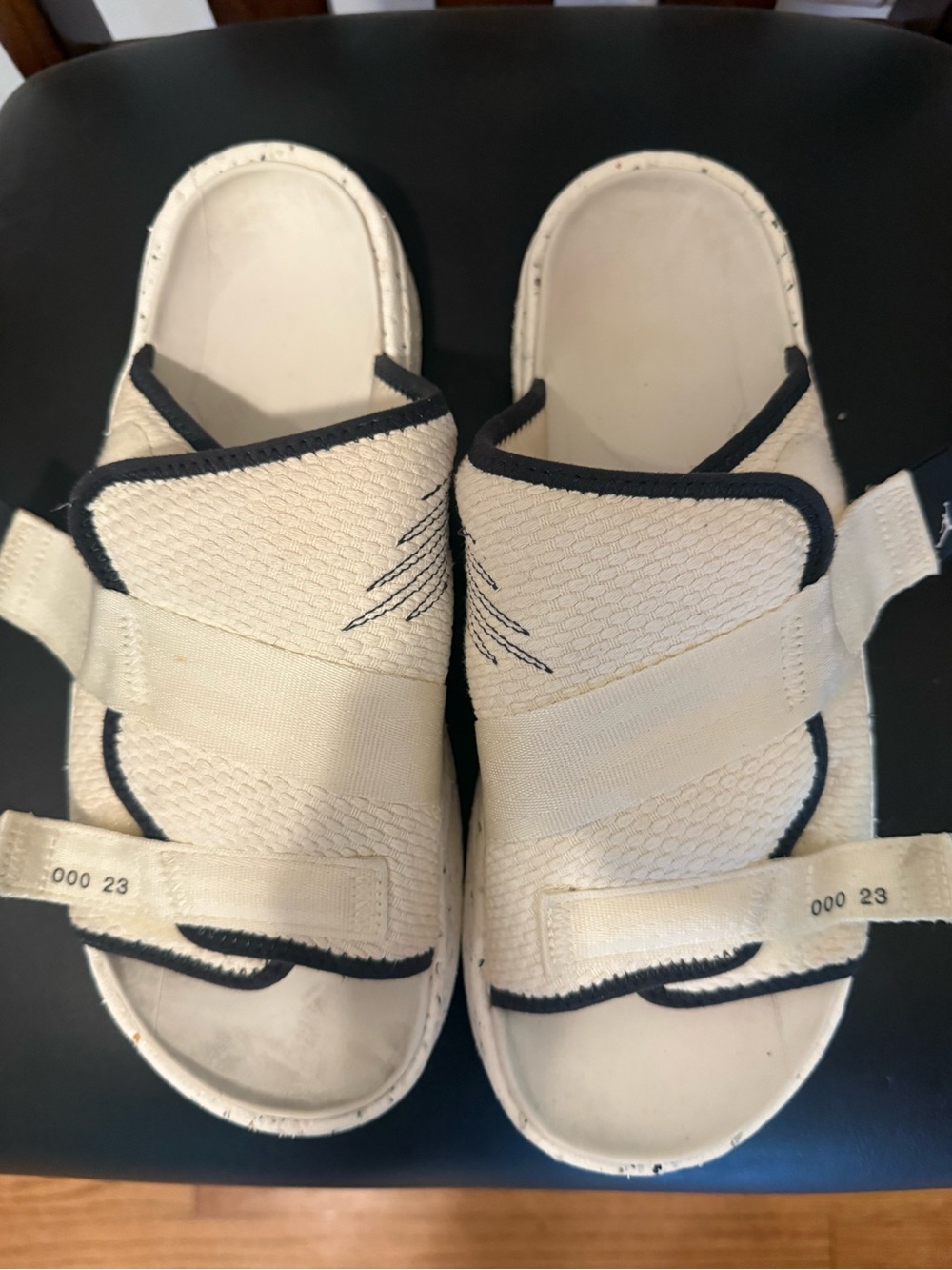 Jordan Cream and Black Adjustable Slide Sandals